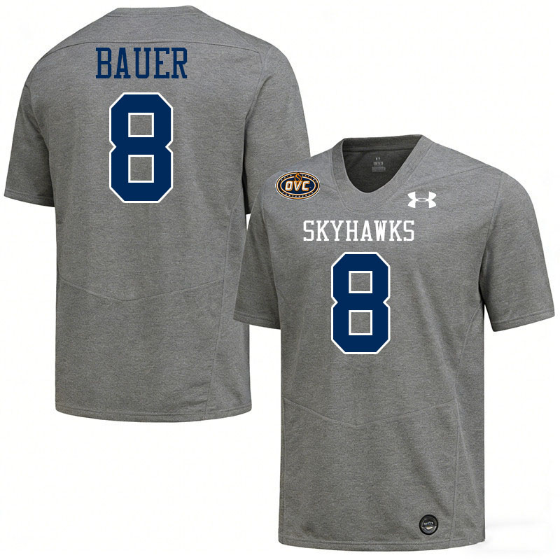 UT Martin Skyhawks #8 Jase Bauer College Football Jerseys,Uniforms-Grey